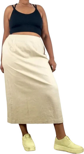 00's Linen Blend Cottagecore Midi Skirt by Cato Woman