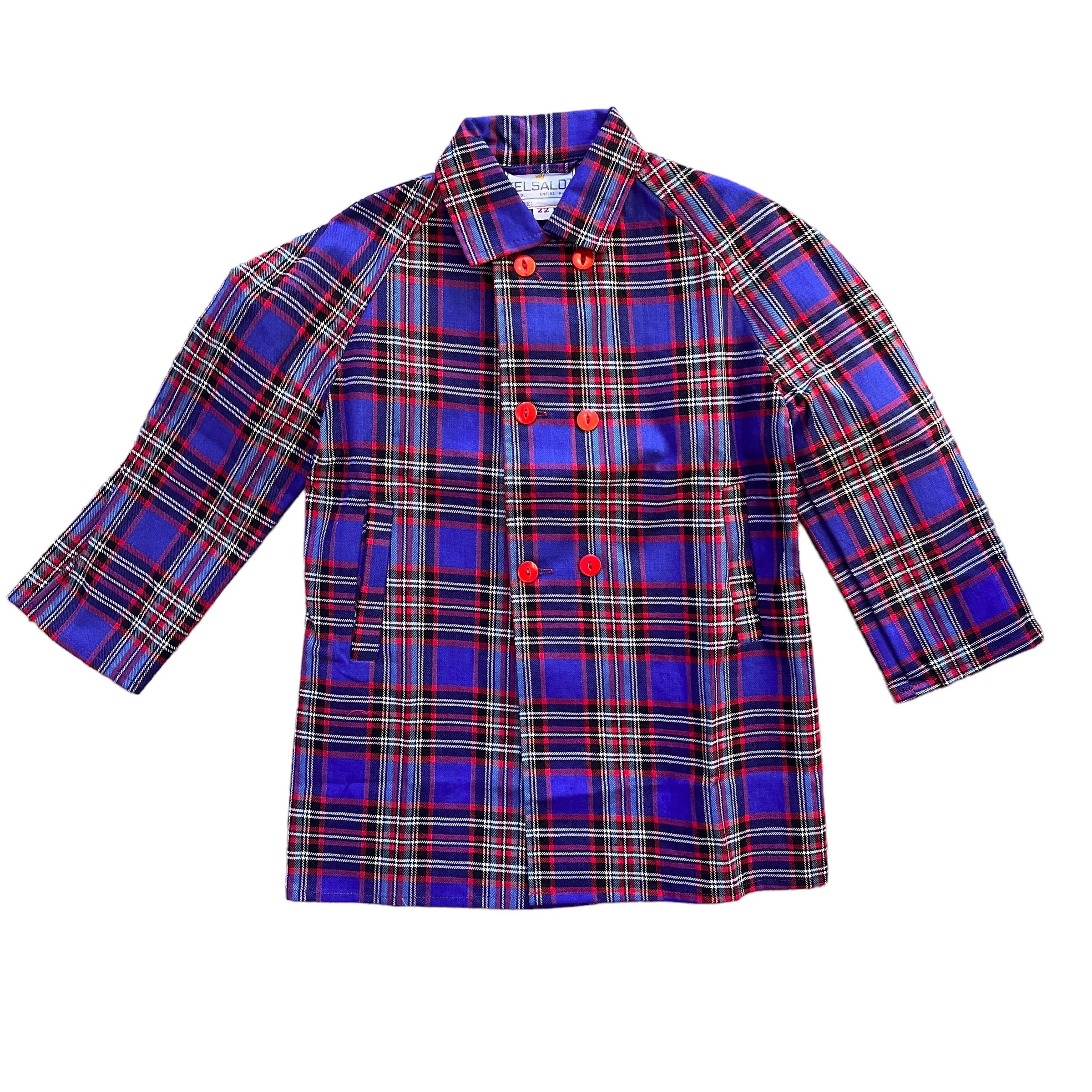 1960s Blue Tartan Rain Jacket  4-5Y