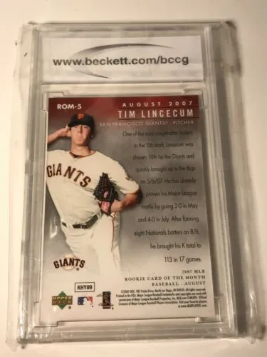 2007 Upper Deck MLB Rookie Card Of The Month #Rom-5 Tim Lincecum Card In Case