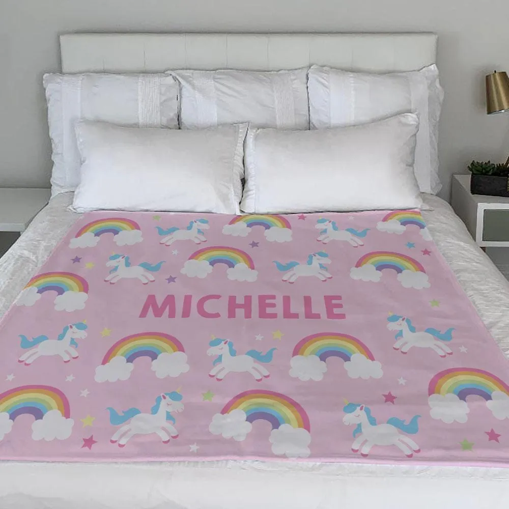 30 x 40 Personalized Rainbow Cloud Kids Blanket