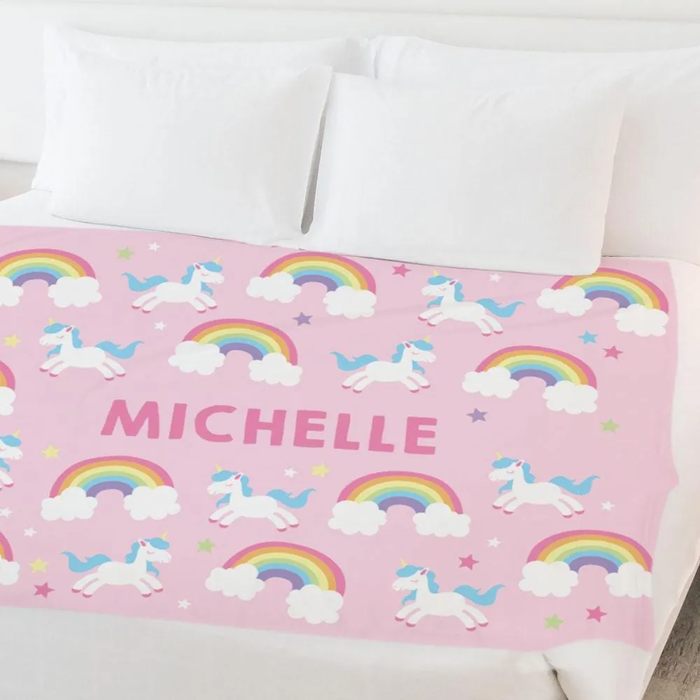 30 x 40 Personalized Rainbow Cloud Kids Blanket