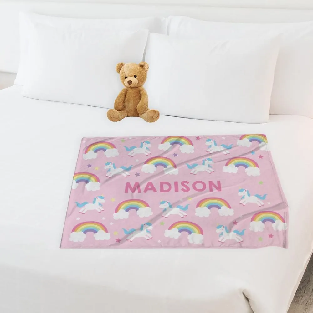 30 x 40 Personalized Rainbow Cloud Kids Blanket