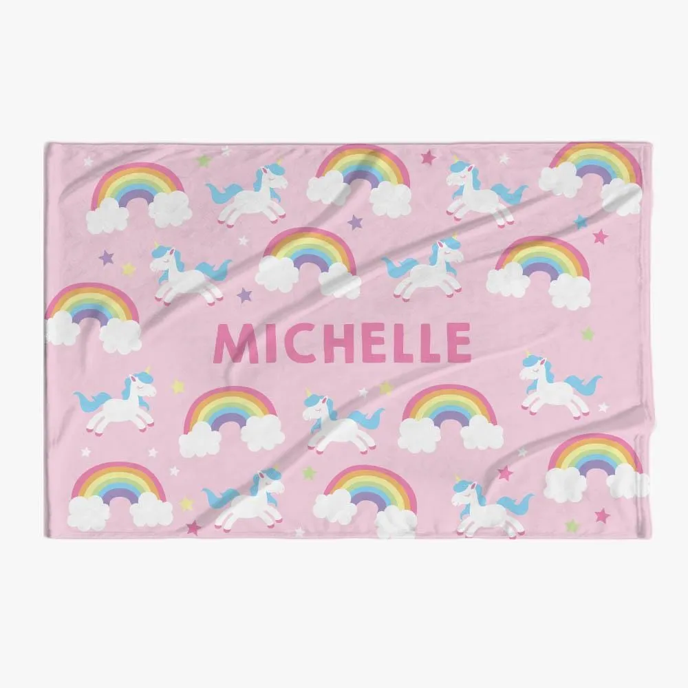 30 x 40 Personalized Rainbow Cloud Kids Blanket