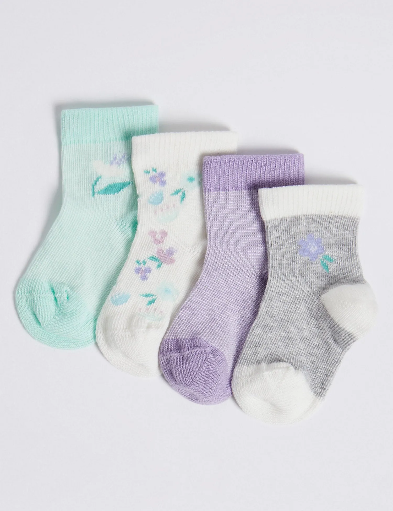 4 Pack Floral Print Baby Socks