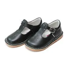 751 Blk t-strap w/ flower velcro shoe