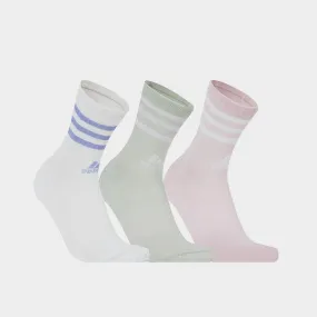 Adidas Unisex 3-Stripes Cushioned 3 Pack Crew Socks White/Green/Pink _ 182422 _ White