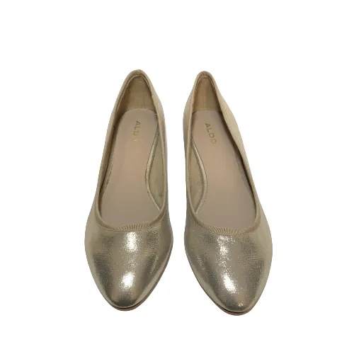 ALDO Gold Glitter Block-heel Ballet Flats | Like New |