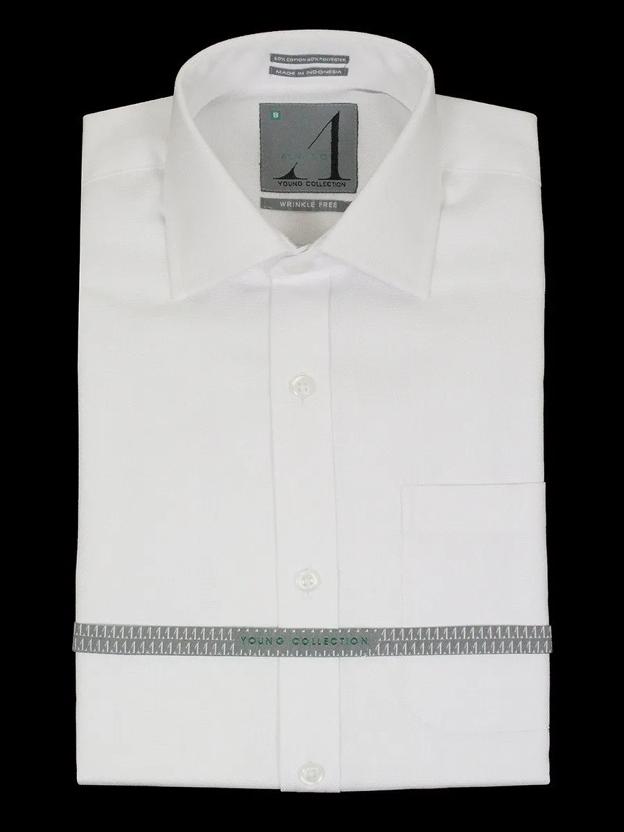 Alviso 22053 60% Cotton / 40% Polyester Boy's Dress Shirt - Tonal Weave - White