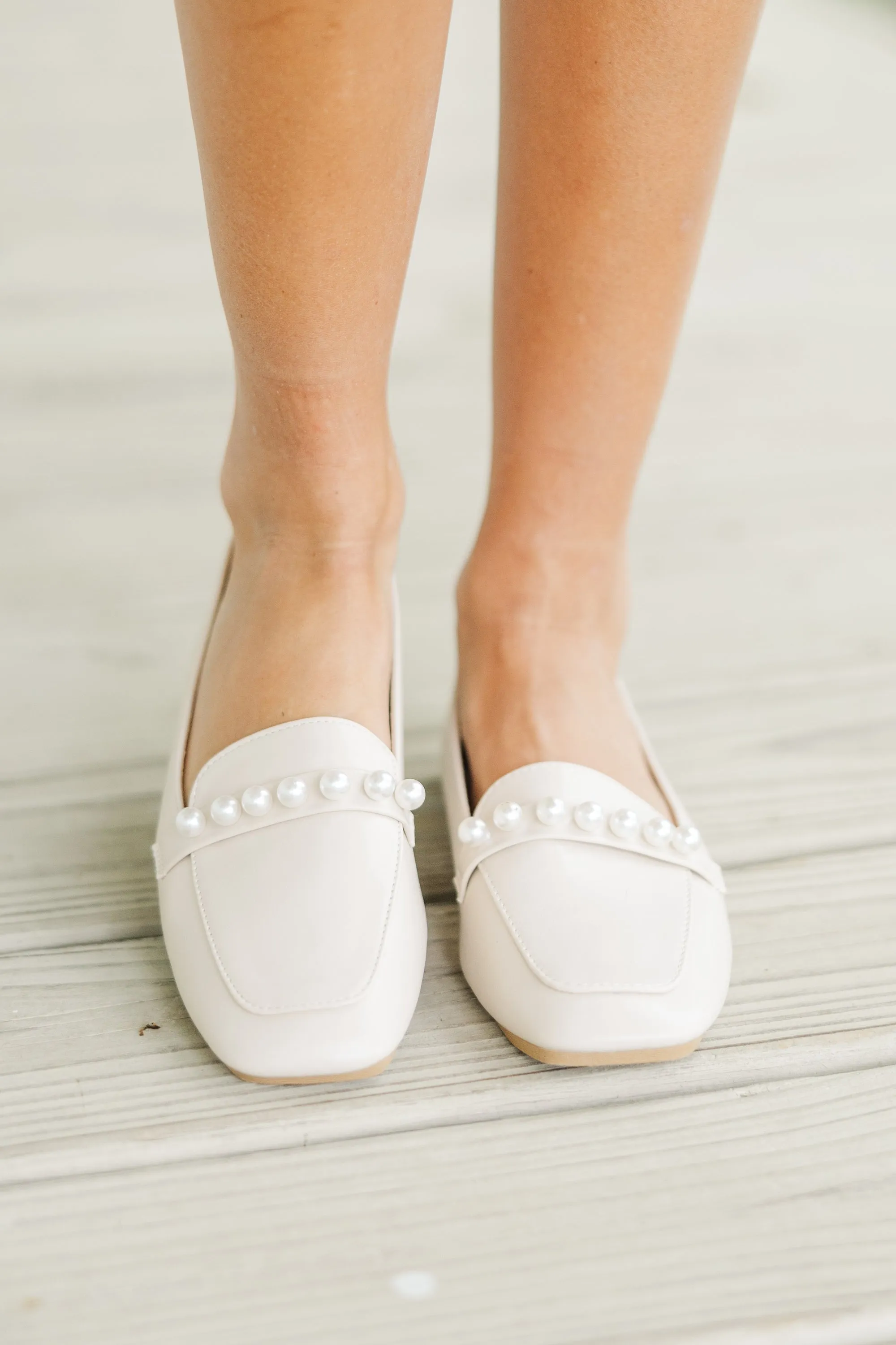 Always Welcome Cream Pearl Flats