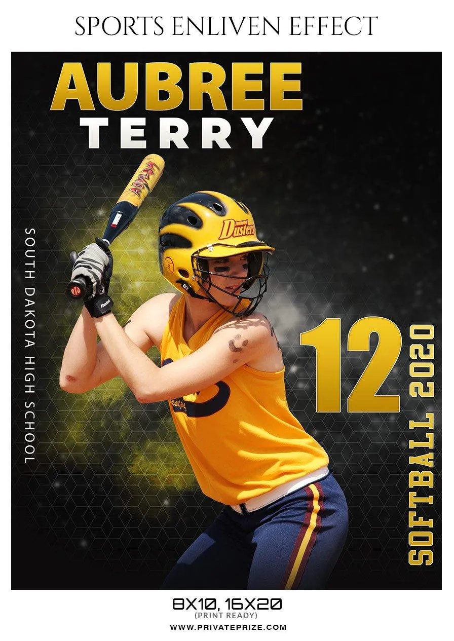 Aubree Terry - Softball Sports Enliven Effect Photography template