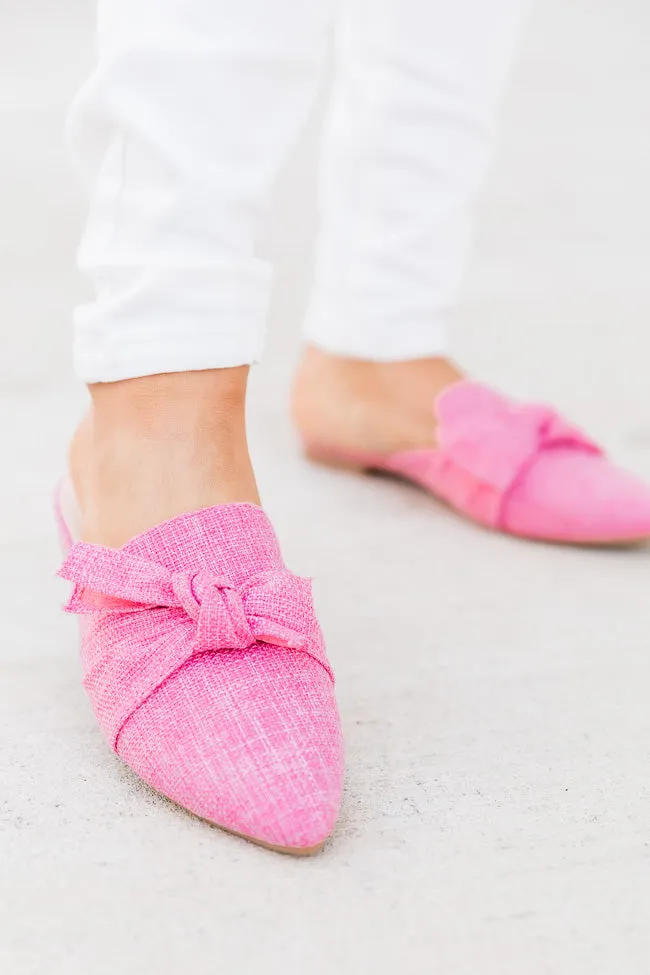 Audry Pink Tweed Bow Mule Flats FINAL SALE