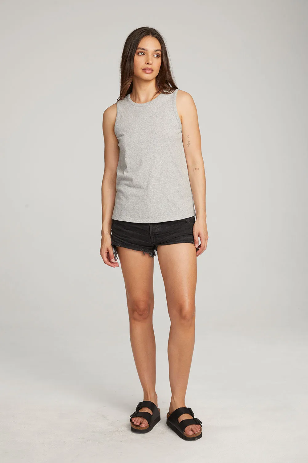 Basic Heather Grey Slit Tank