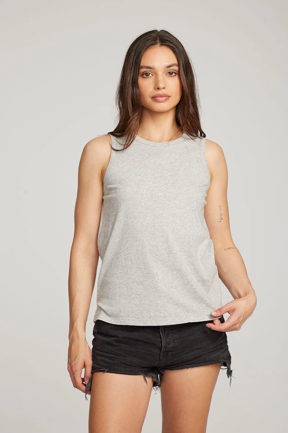 Basic Heather Grey Slit Tank