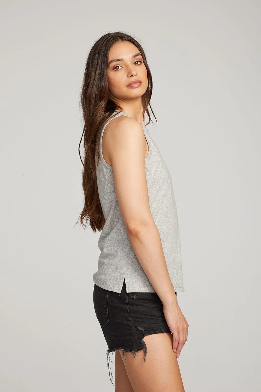 Basic Heather Grey Slit Tank