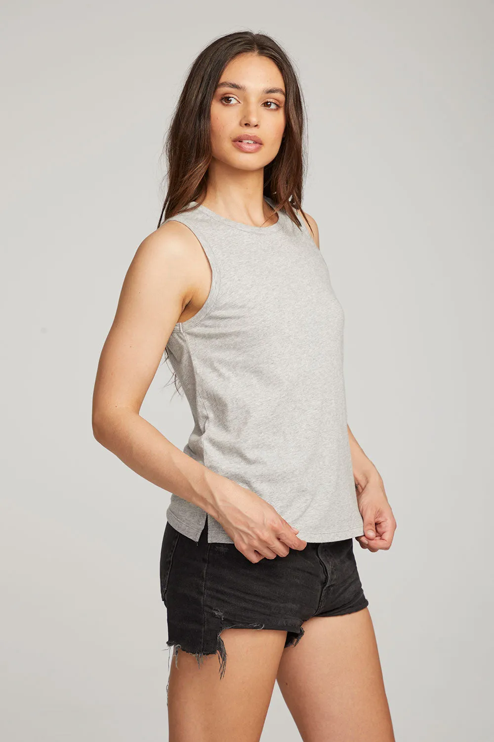 Basic Heather Grey Slit Tank