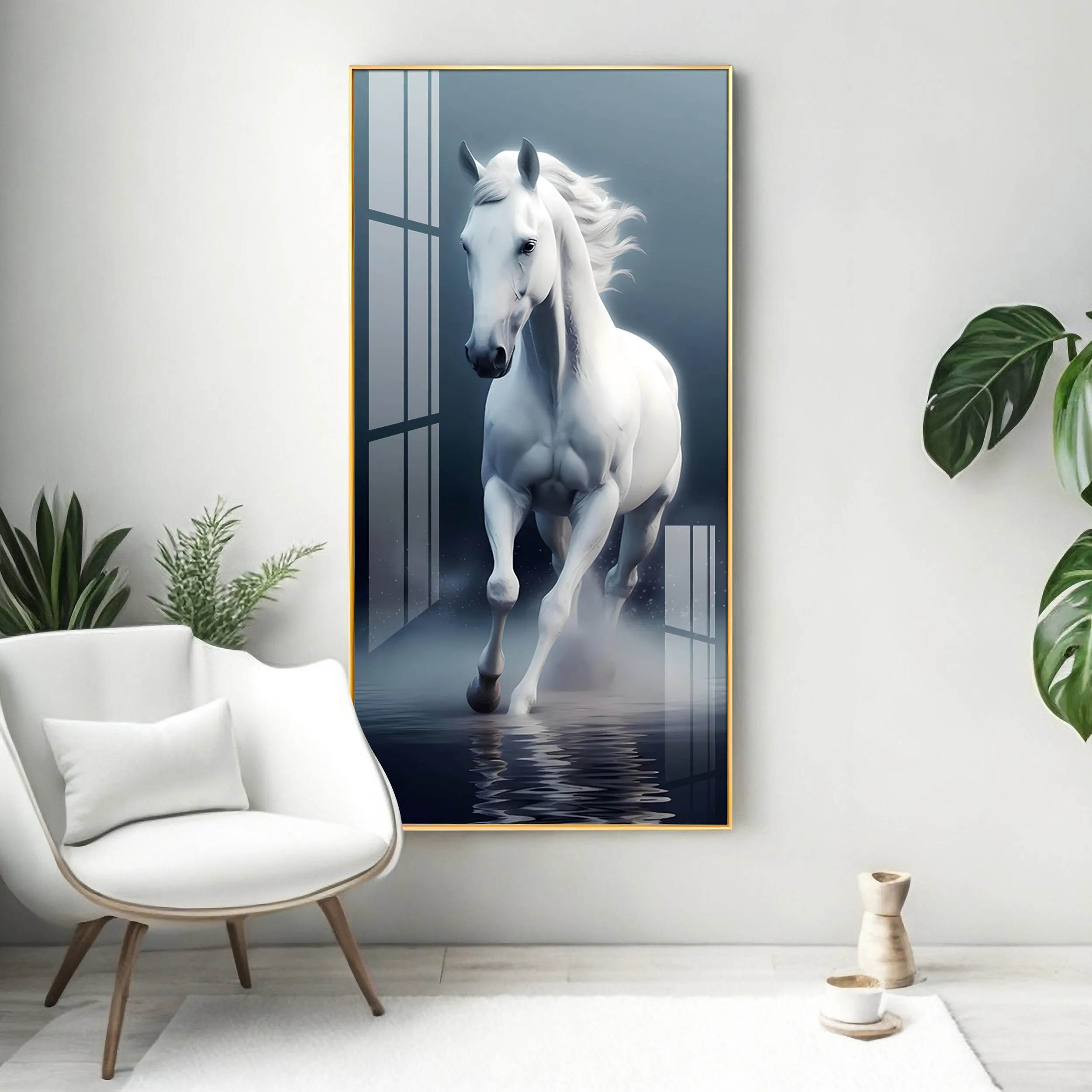 Beautiful White Horse Premium Acrylic Vertical Wall Art