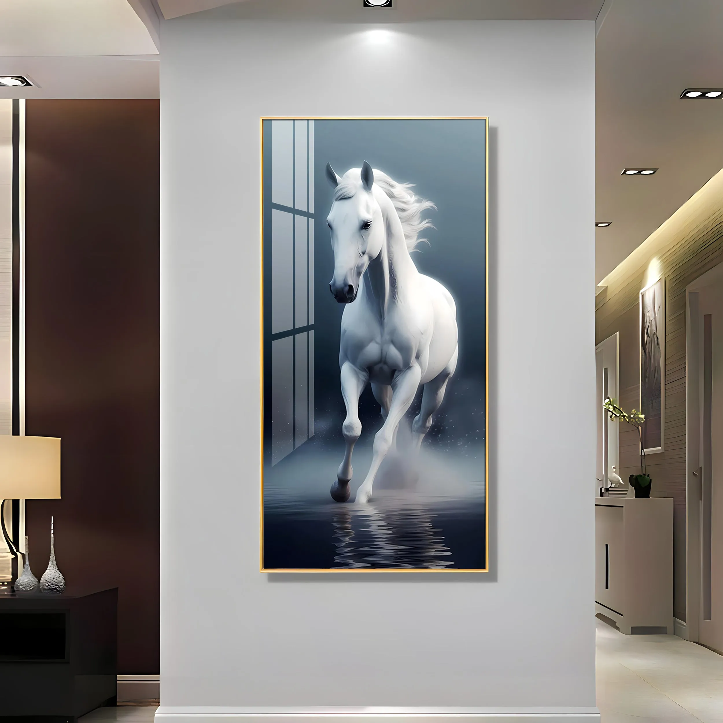 Beautiful White Horse Premium Acrylic Vertical Wall Art