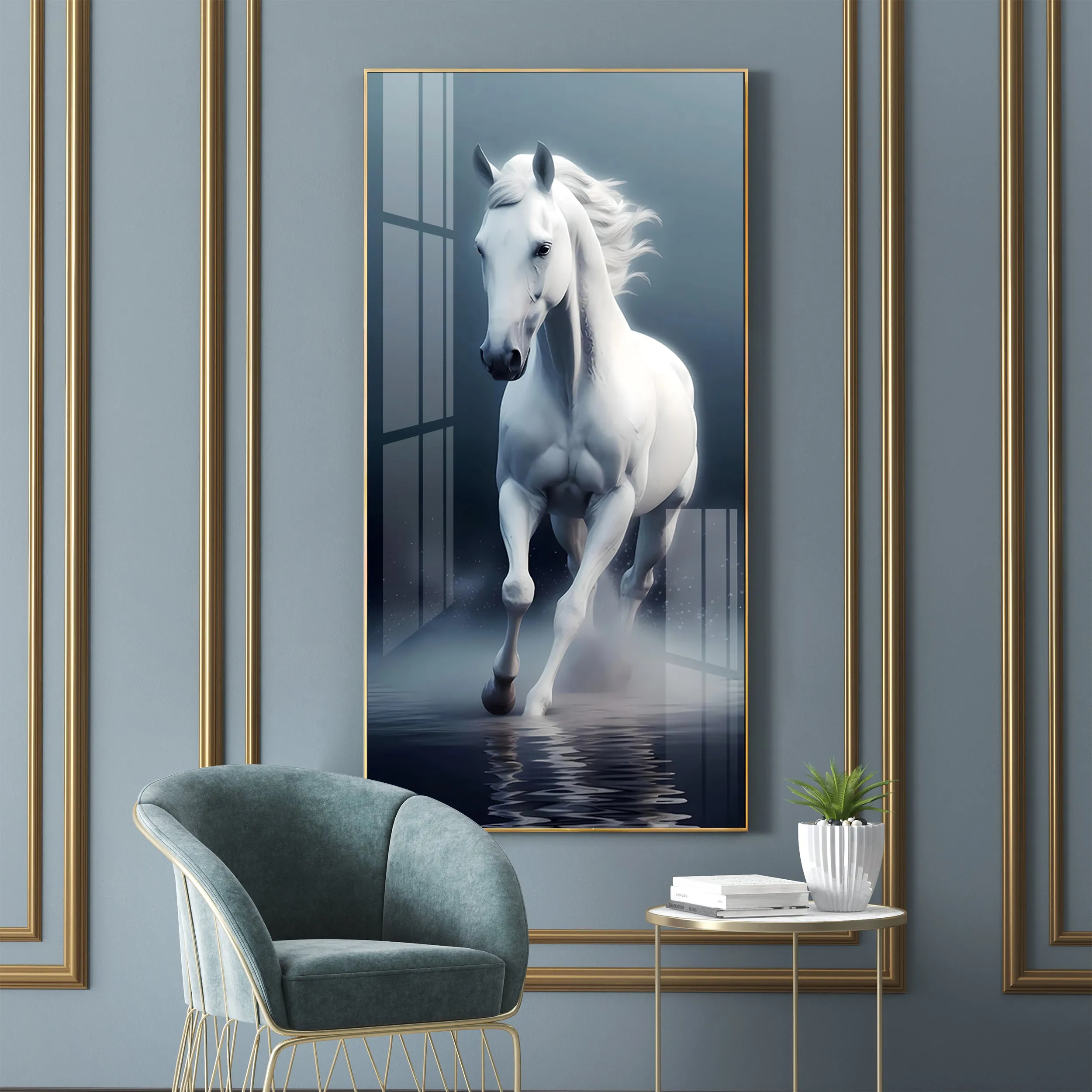 Beautiful White Horse Premium Acrylic Vertical Wall Art