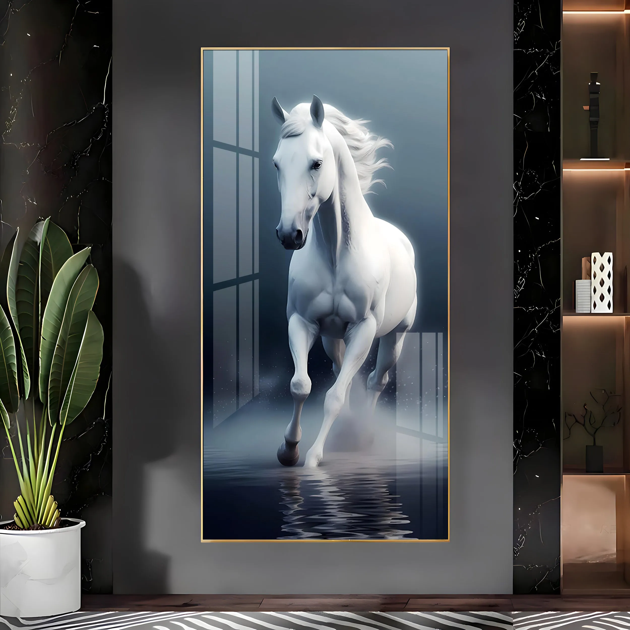 Beautiful White Horse Premium Acrylic Vertical Wall Art