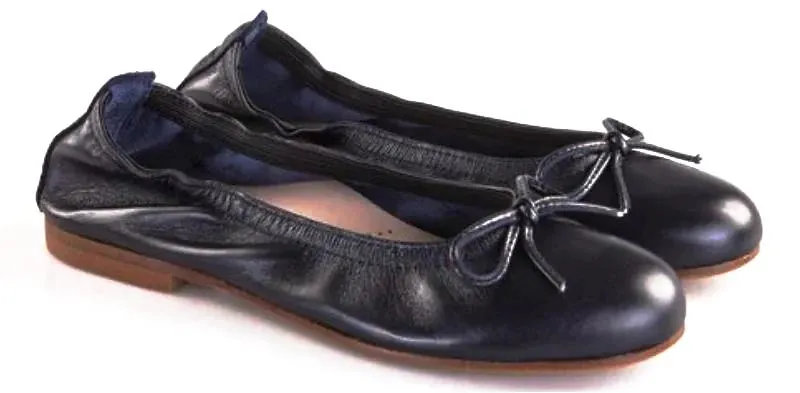 Beberlis Womans Leather Mestizo Black Elastic Back Flats