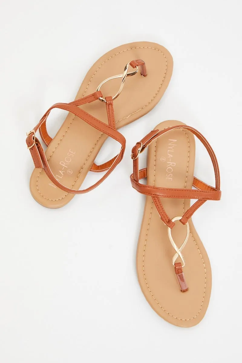 Beige Metal Trim Sandals