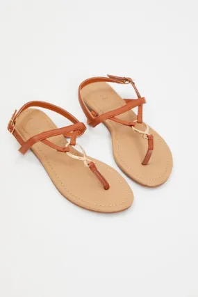 Beige Metal Trim Sandals