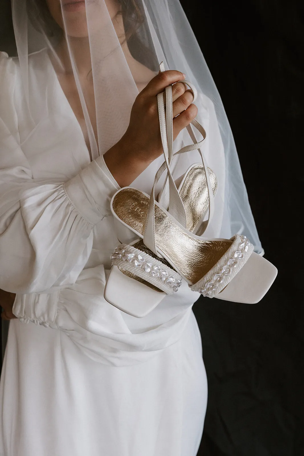 BEYOND - IVORY PEARL SHELL BRIDAL HEELS