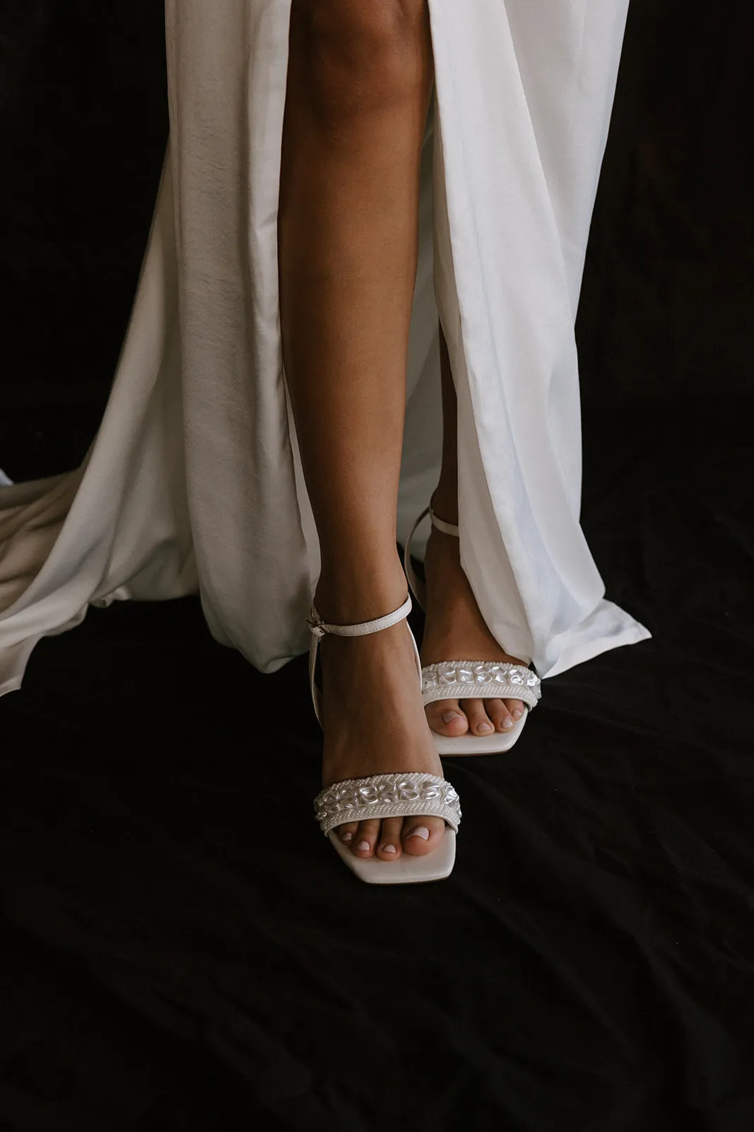 BEYOND - IVORY PEARL SHELL BRIDAL HEELS