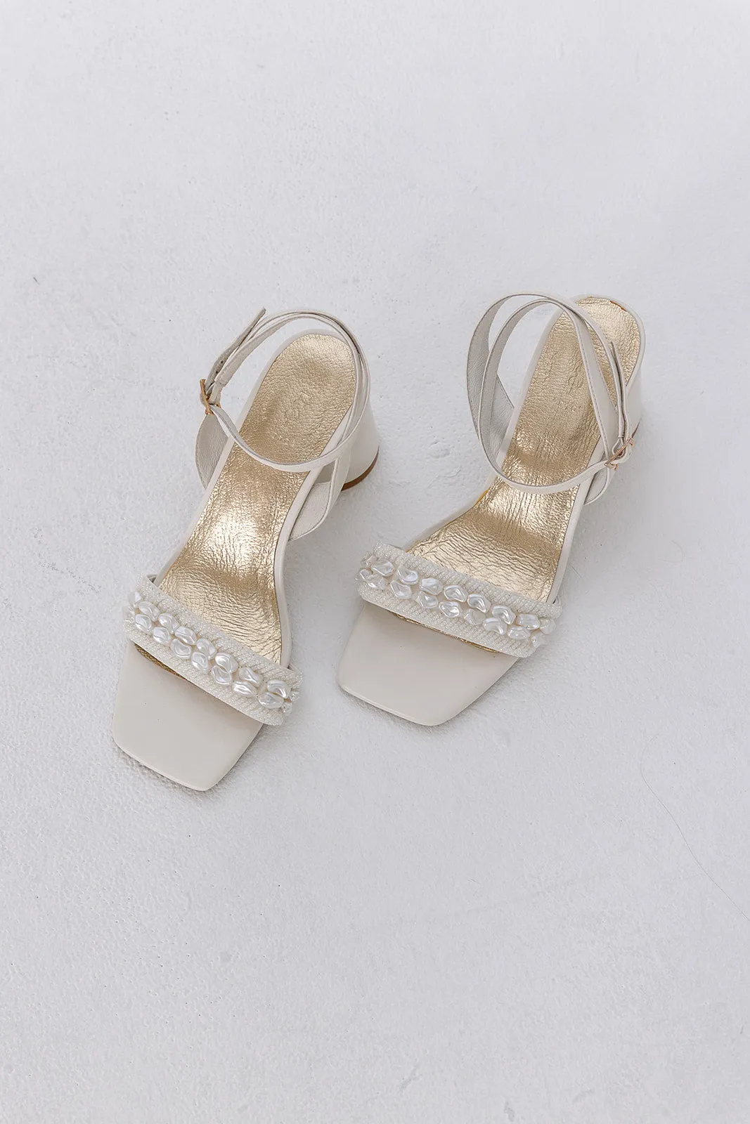 BEYOND - IVORY PEARL SHELL BRIDAL HEELS