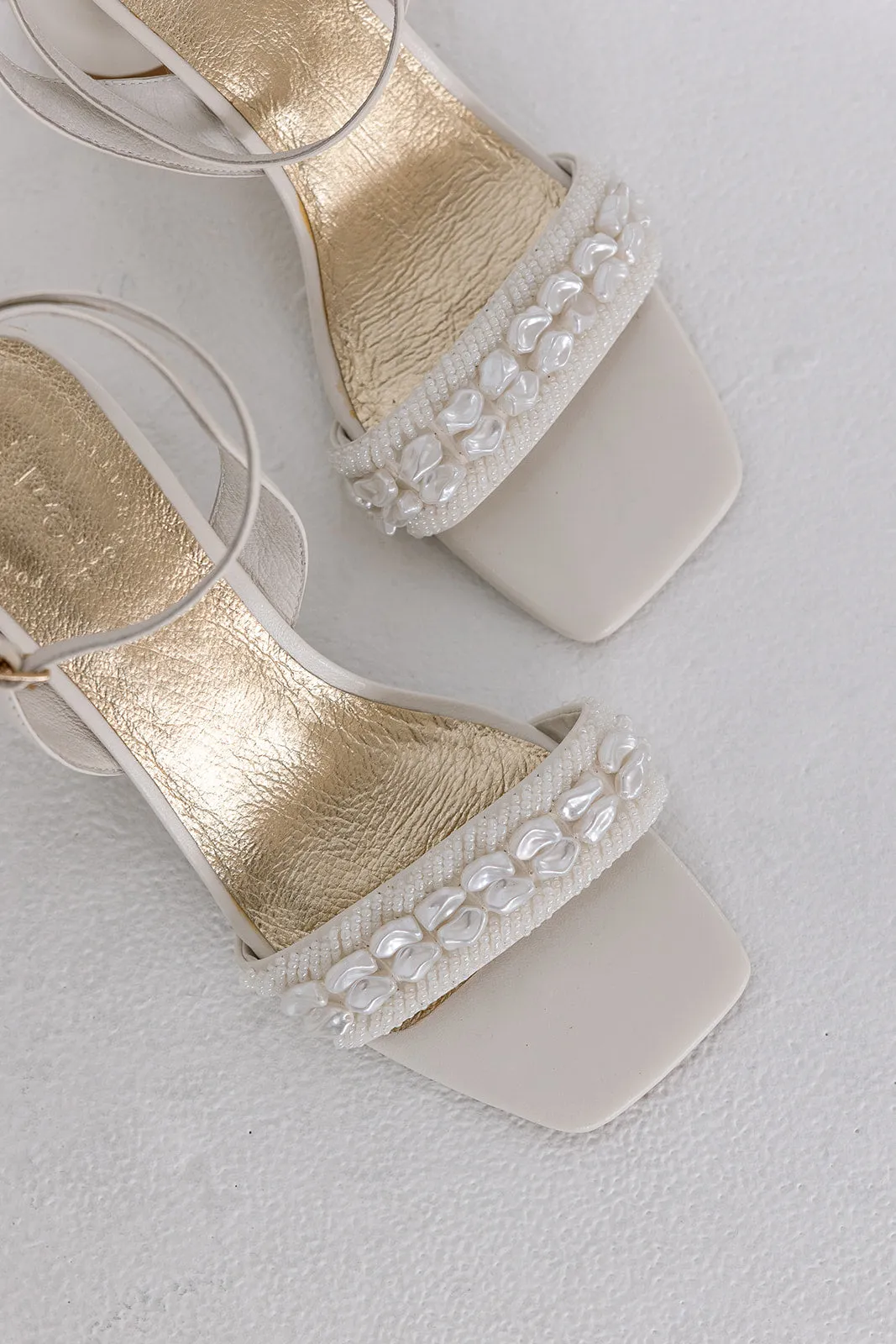 BEYOND - IVORY PEARL SHELL BRIDAL HEELS