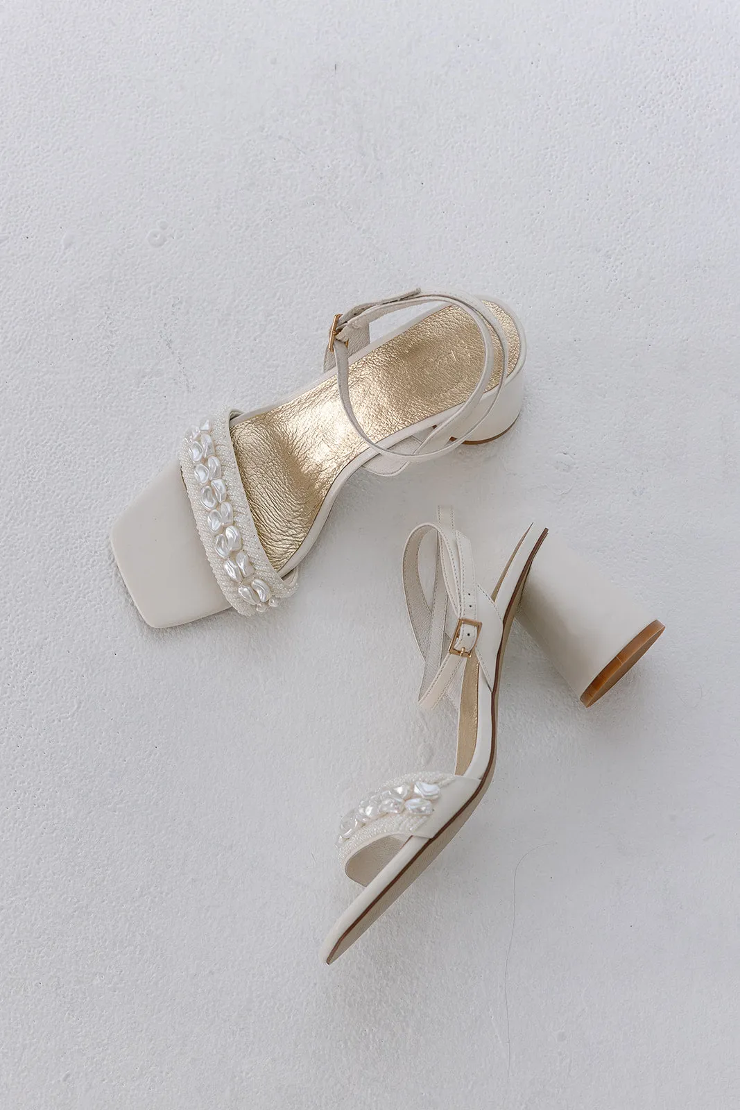 BEYOND - IVORY PEARL SHELL BRIDAL HEELS