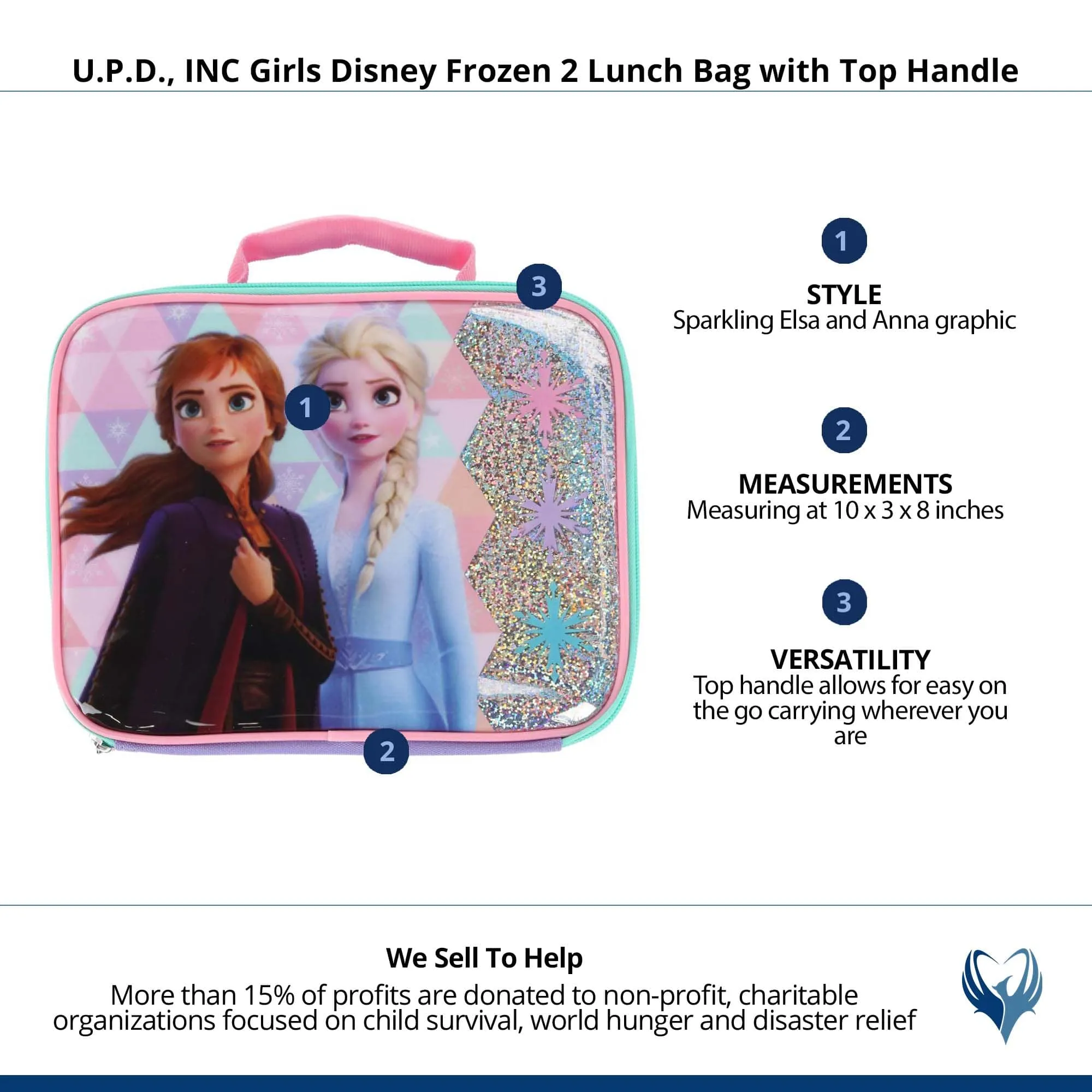 Bioworld Girls Disney Frozen 2 Lunch Bag with Top Handle