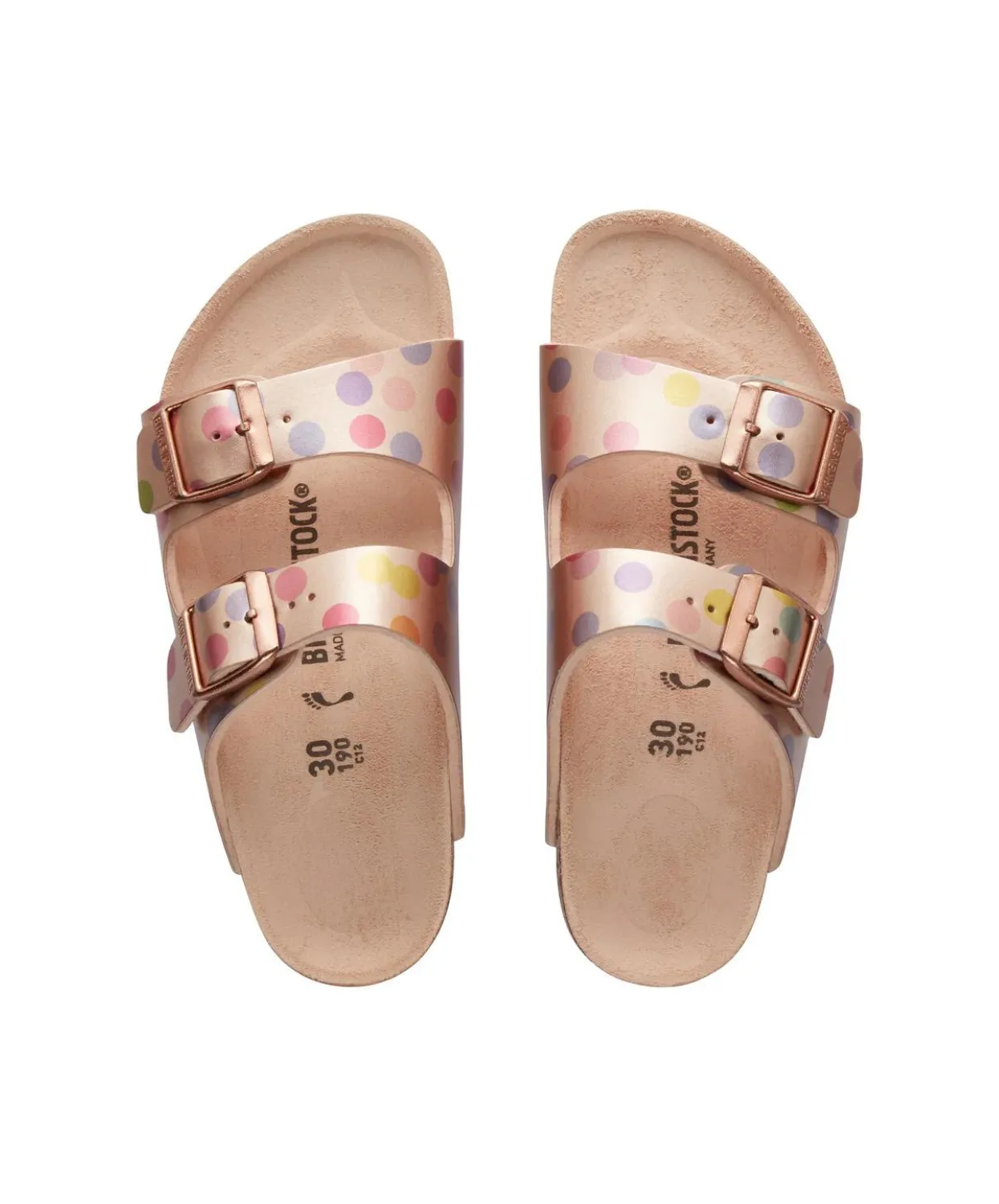 Birkenstock Kids Arizona Birko-Flor Electric Metallic Dots Copper Sandals