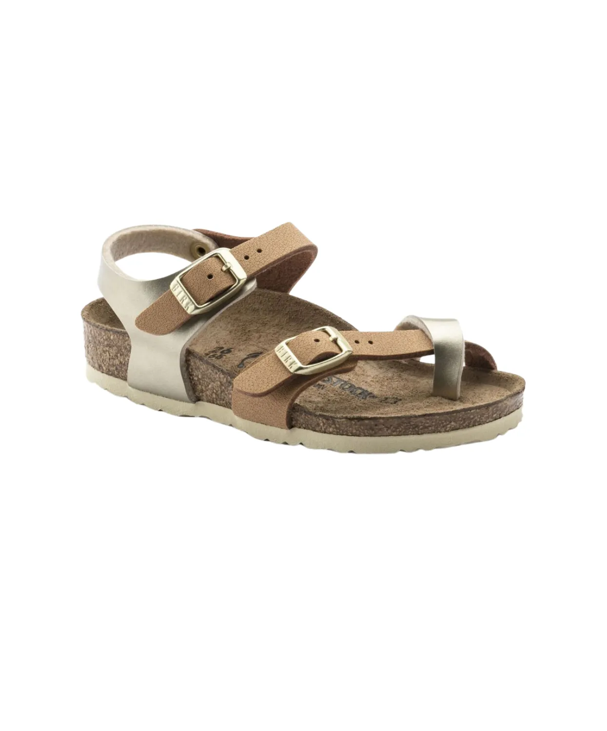 Birkenstock Kids Taormina Birko-Flor Soft Metallics Gold Brown Sandals