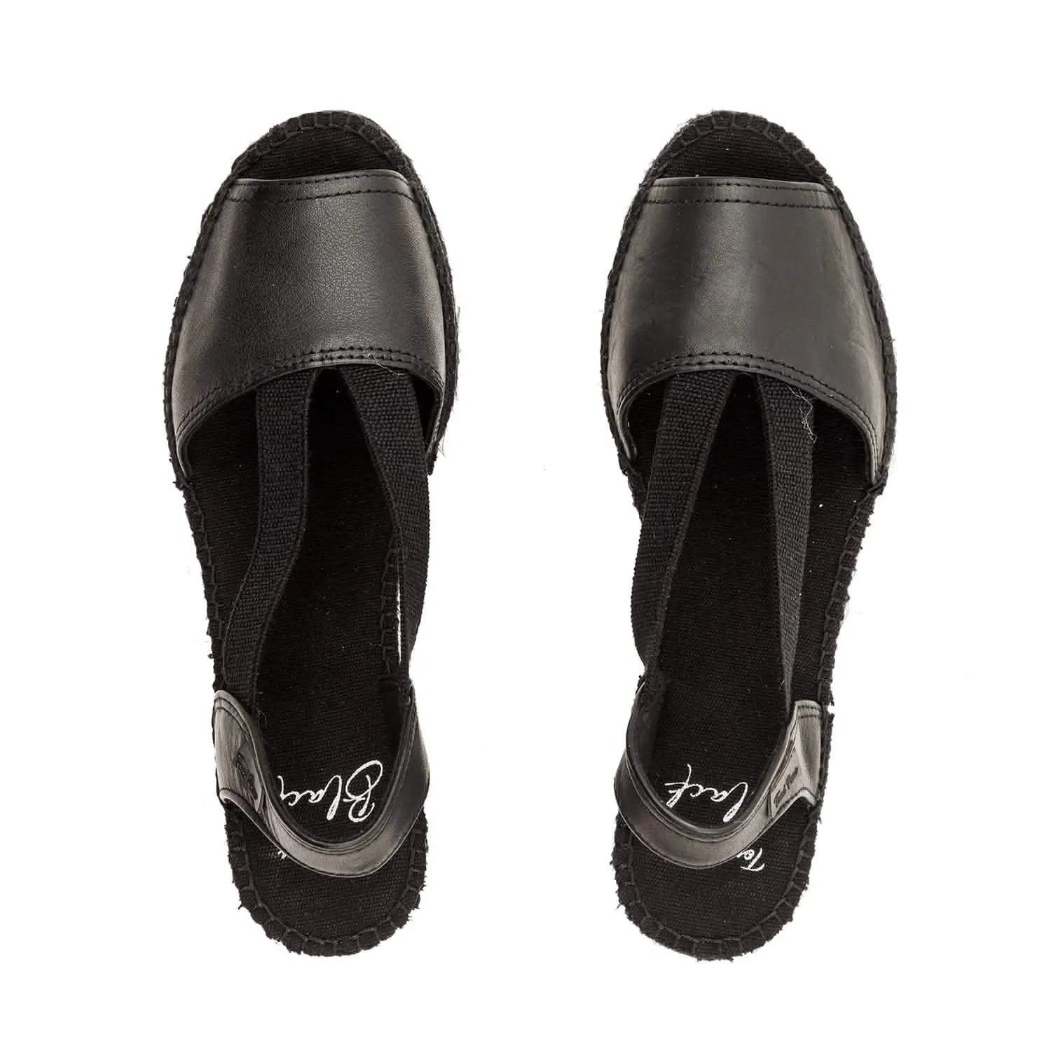 Black Leather Wedge Espadrille for Women - Teide-PBK