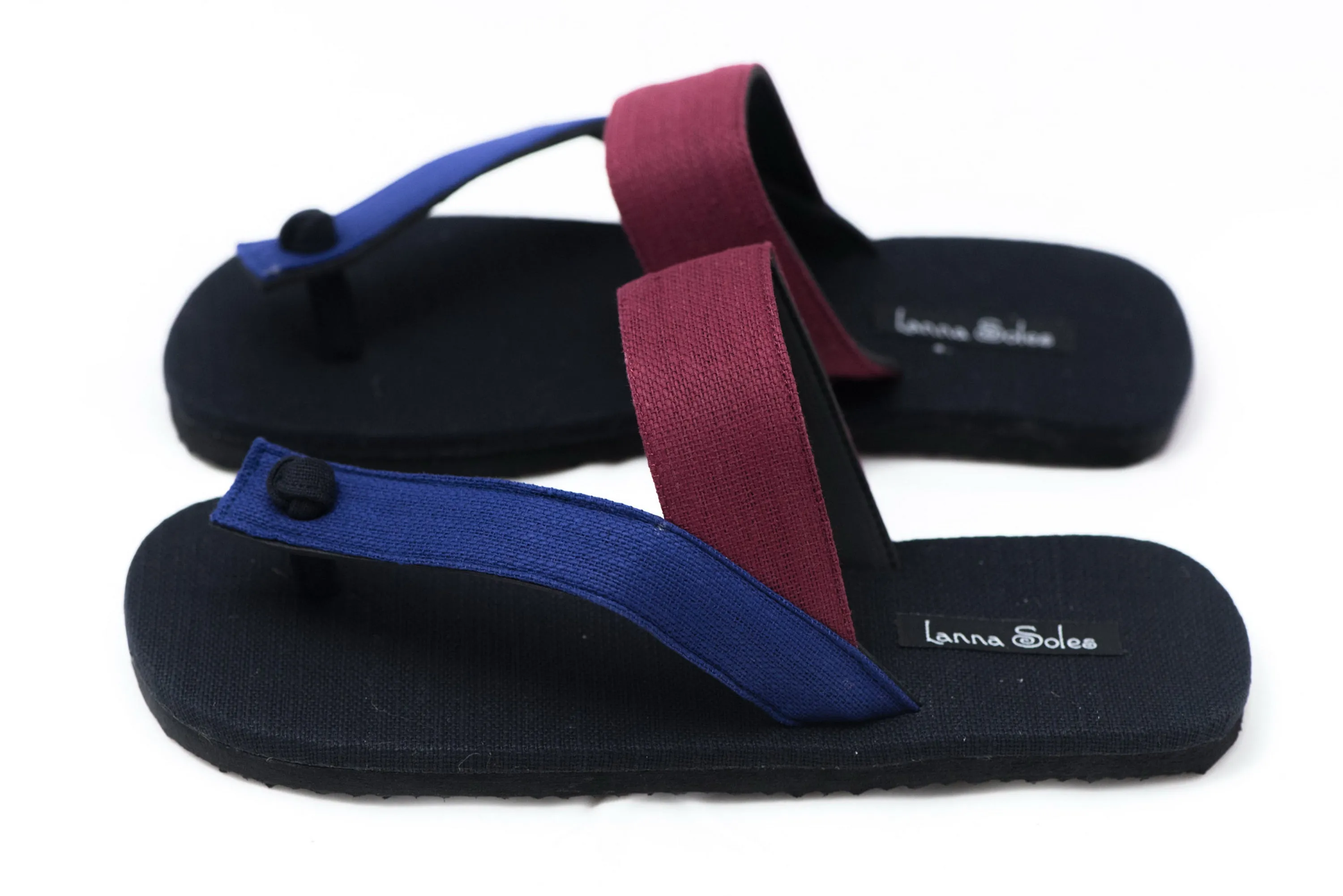 Blue and Red Gladiator Style Flip Flops