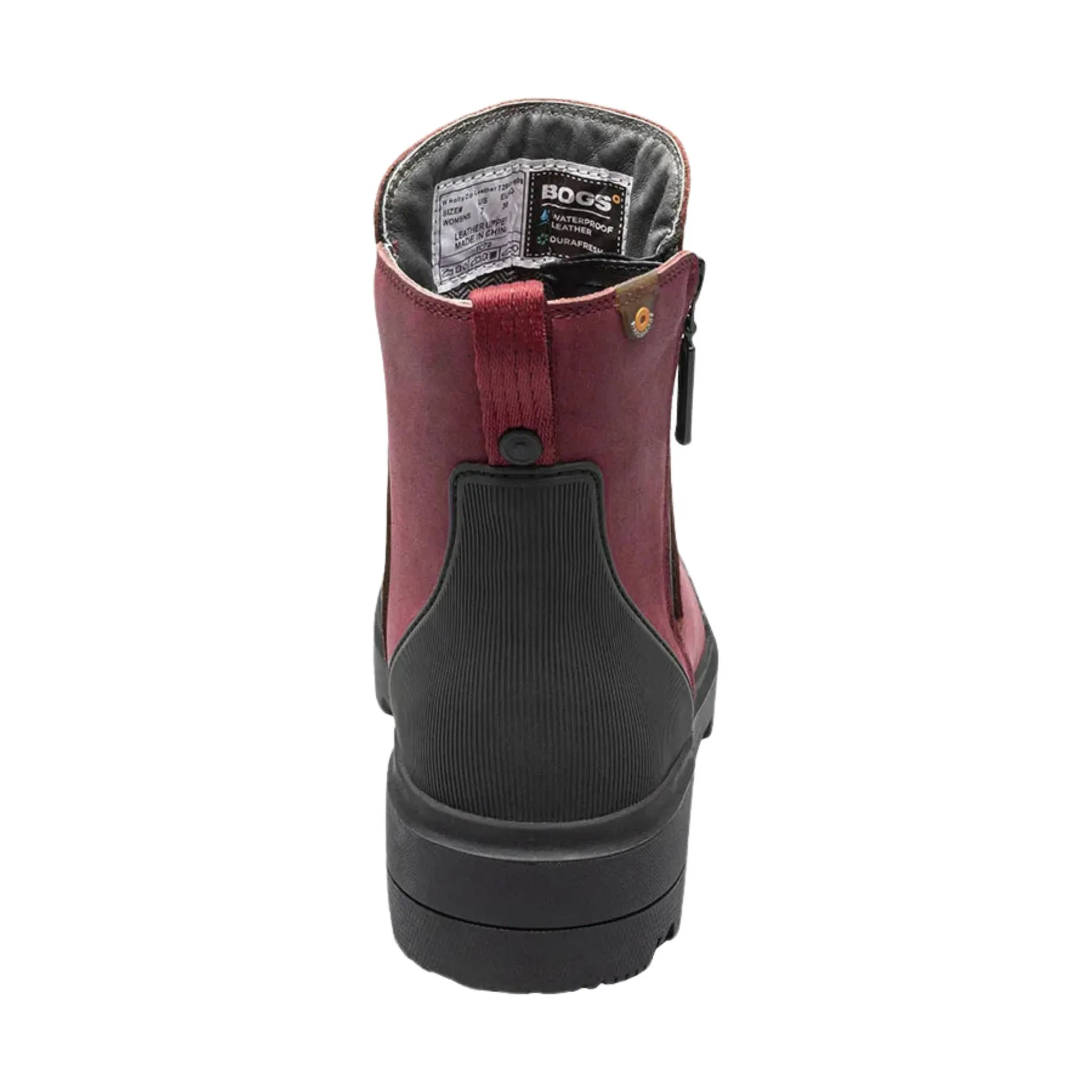 Bogs Women's Holly Zip Leather Rain Boot - Cranberry - ONLINE STORE CREDIT/EXCHANGE ONLY