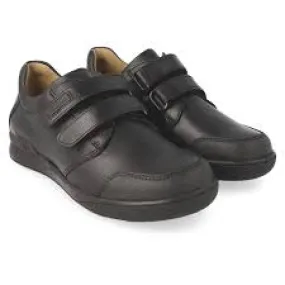 Boys double velcro black leather shoe (161126-A)