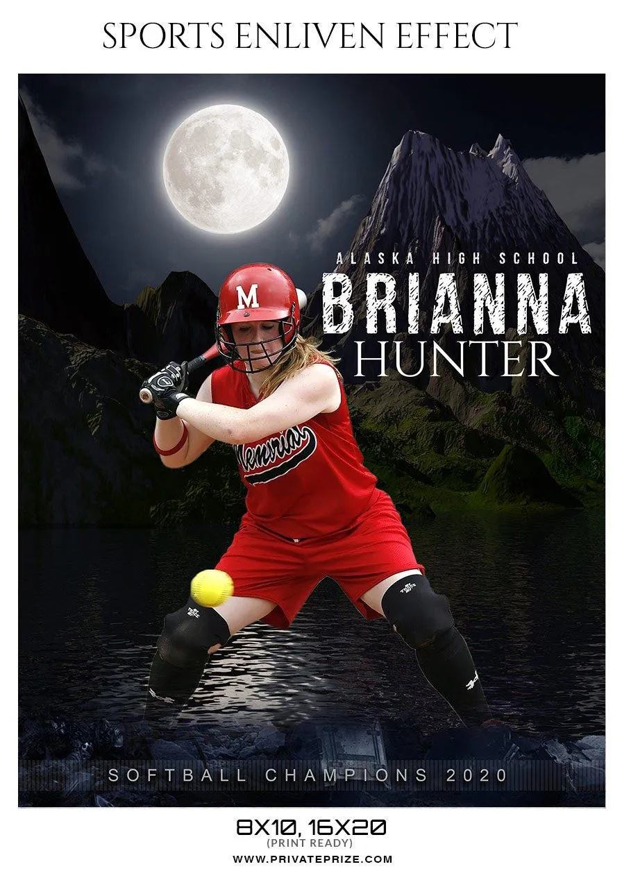 Brianna Hunter - Softball Sports Enliven Effect Photography template