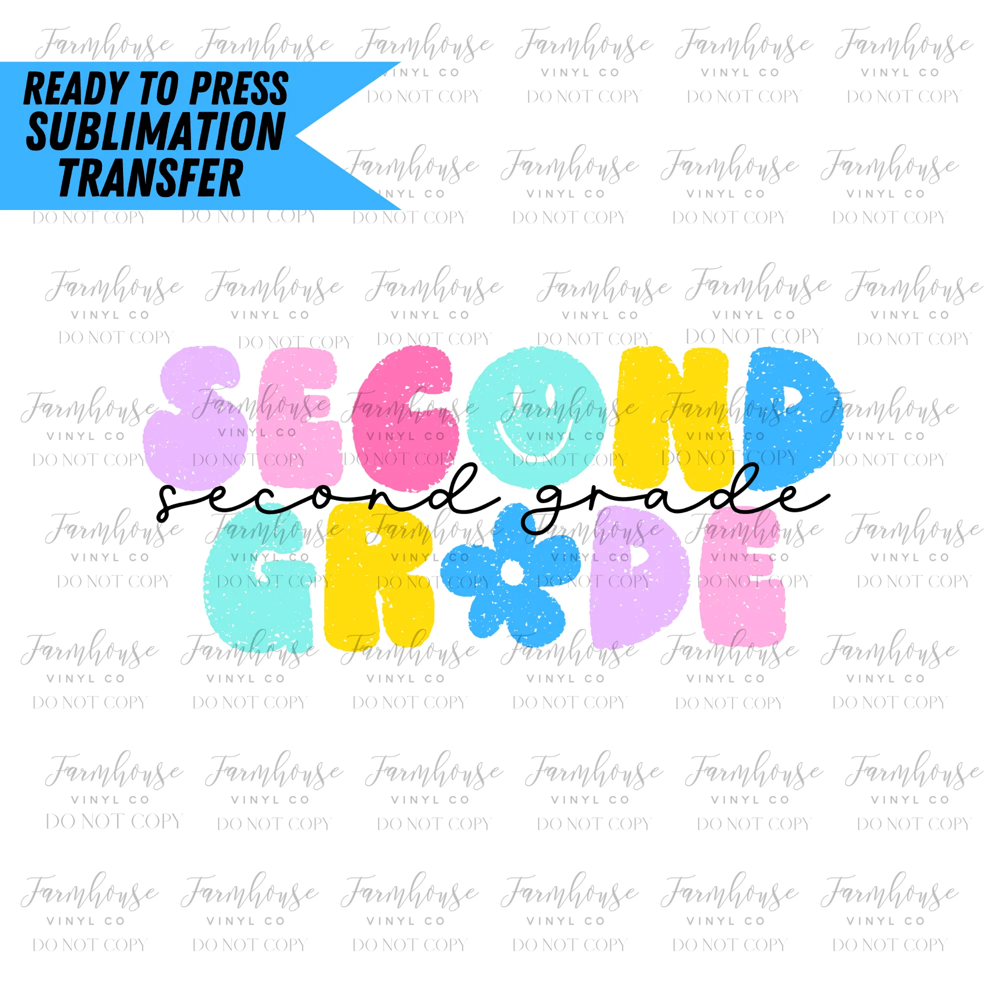 Bright Pastel Teacher And Grades Ready To Press Sublimation Transfer