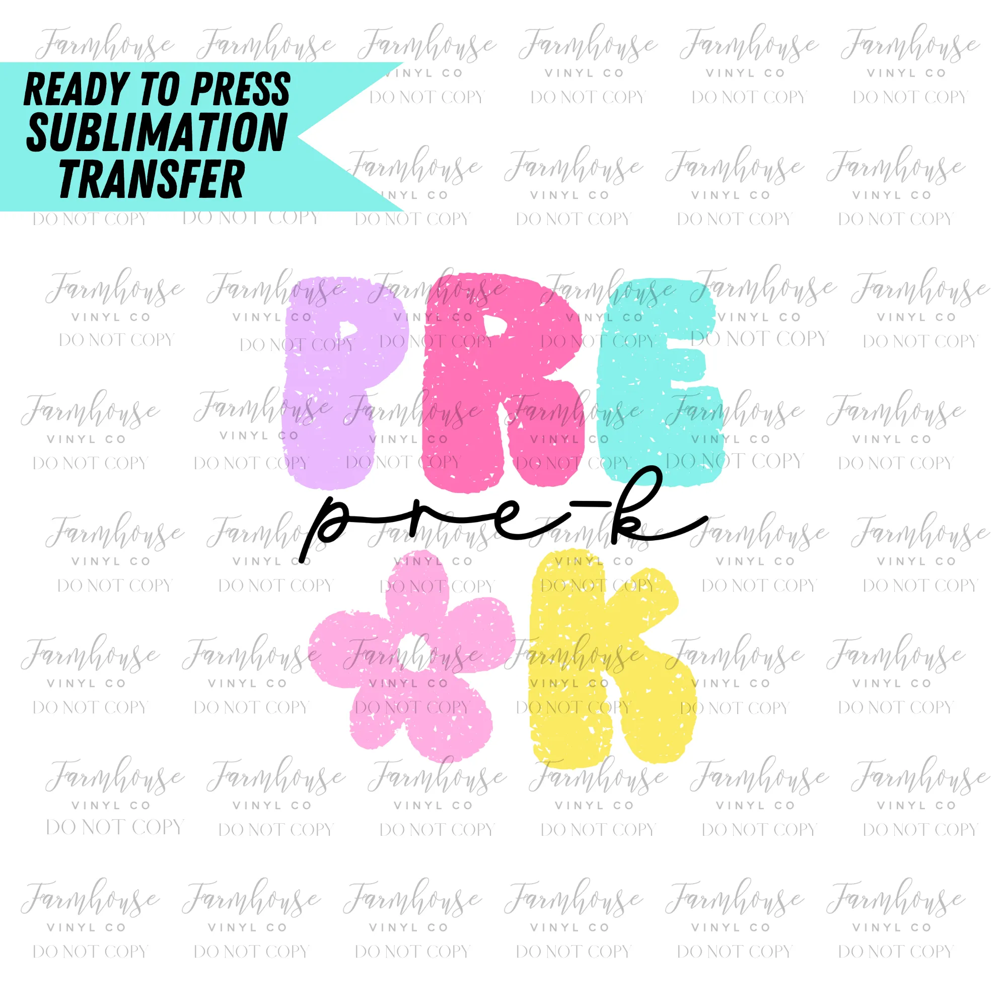 Bright Pastel Teacher And Grades Ready To Press Sublimation Transfer