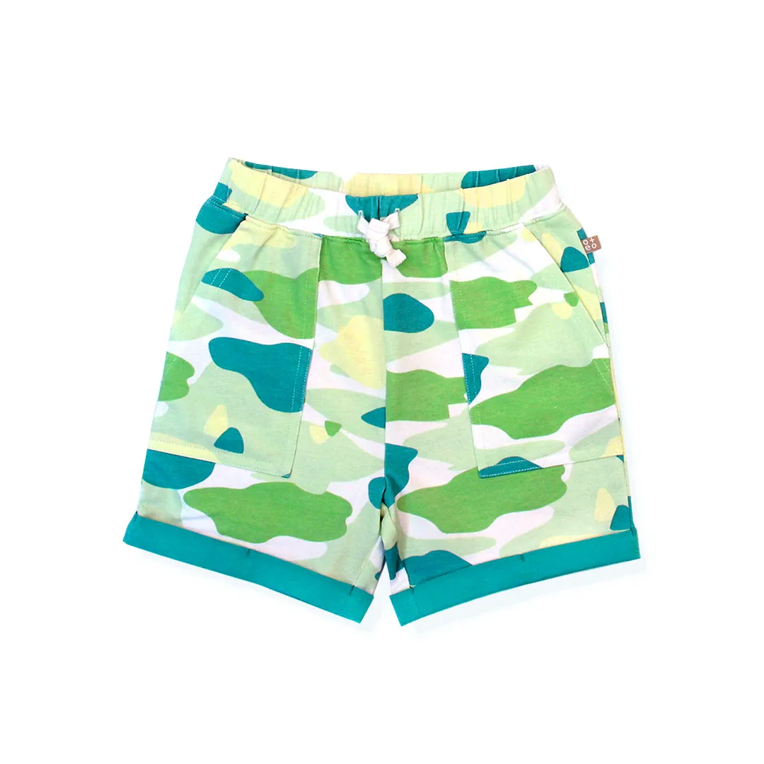 Camo Flash Toddler Casual Shorts Green