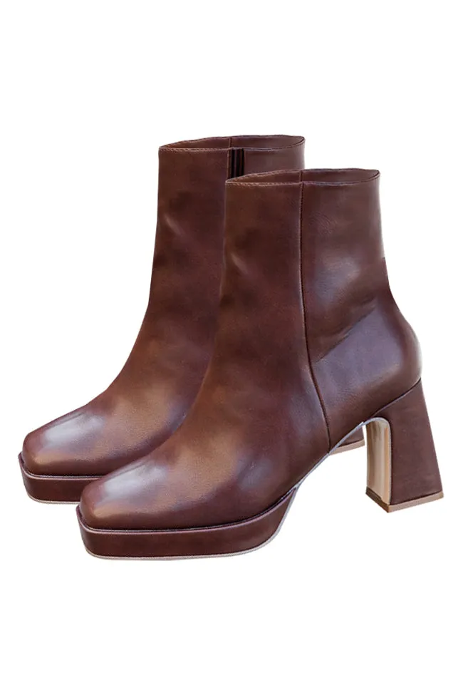 Candace Brown Square Toe Bootie