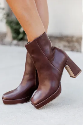 Candace Brown Square Toe Bootie