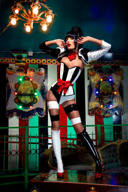 Carnival striped PVC Overbust Corset