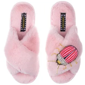 Classic Laines Slippers with Premium Billy Bug Brooch in Pink