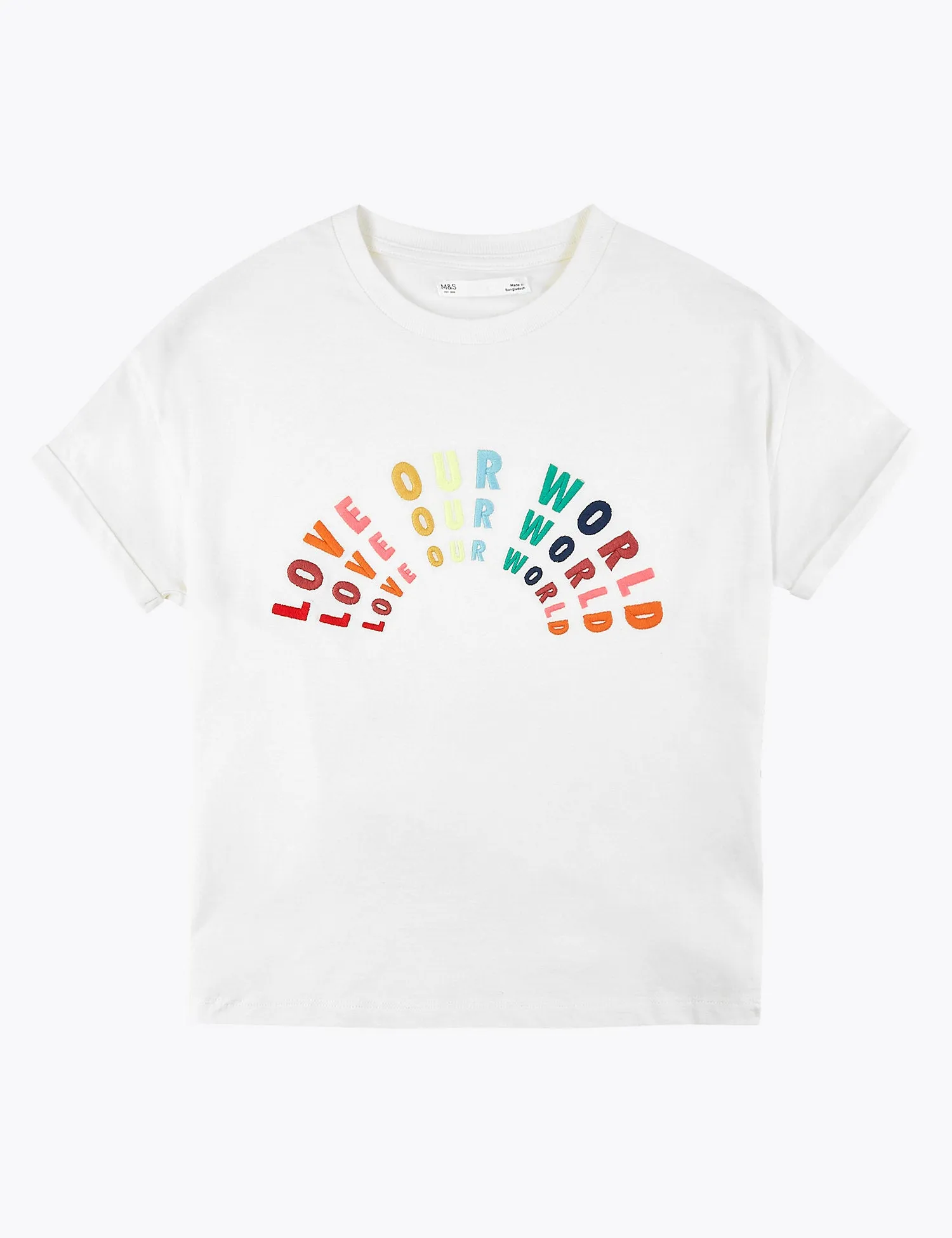 Cotton Love Our World Slogan T-Shirt