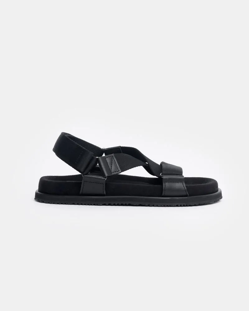 Cross Sandals in Black