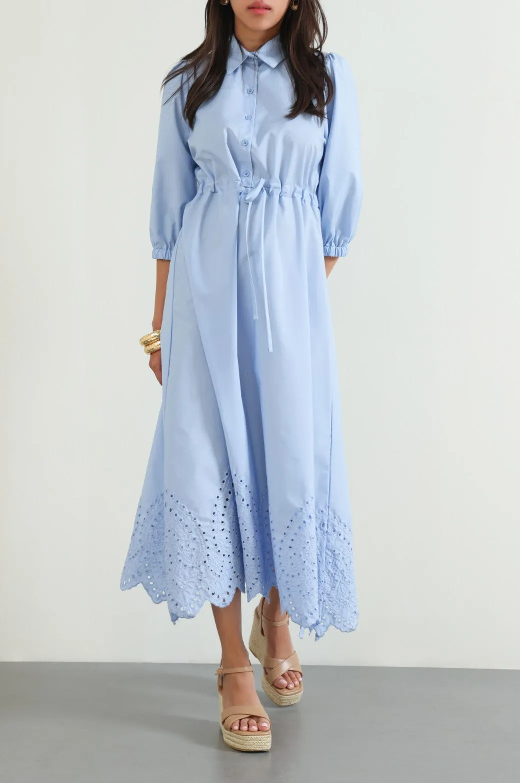 CUTWORK POPLIN DRESS