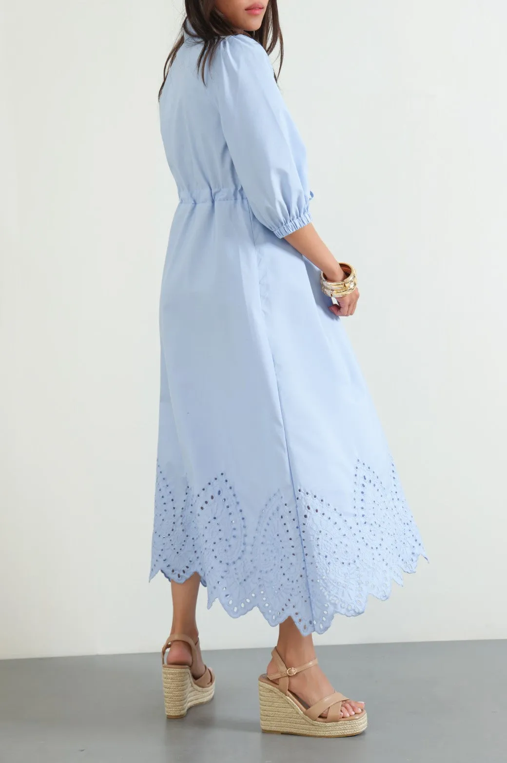 CUTWORK POPLIN DRESS